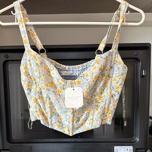 Altar'd State Yellow and White Floral Crop Top